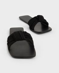 CHARLES & KEITH - Dép nữ quai ngang xếp nếp thời trang