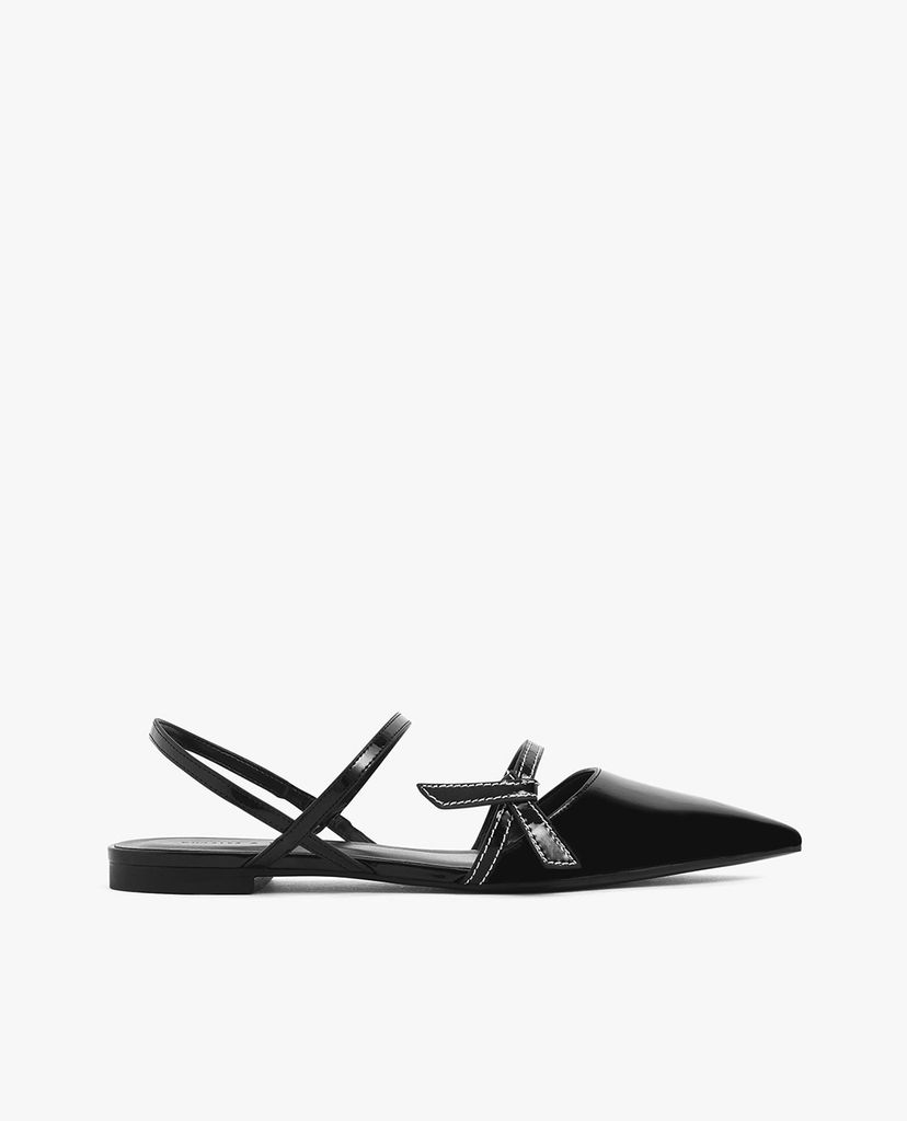 CHARLES & KEITH - Giày đế bệt mũi nhọn Front Knot Tie Patent Slingback