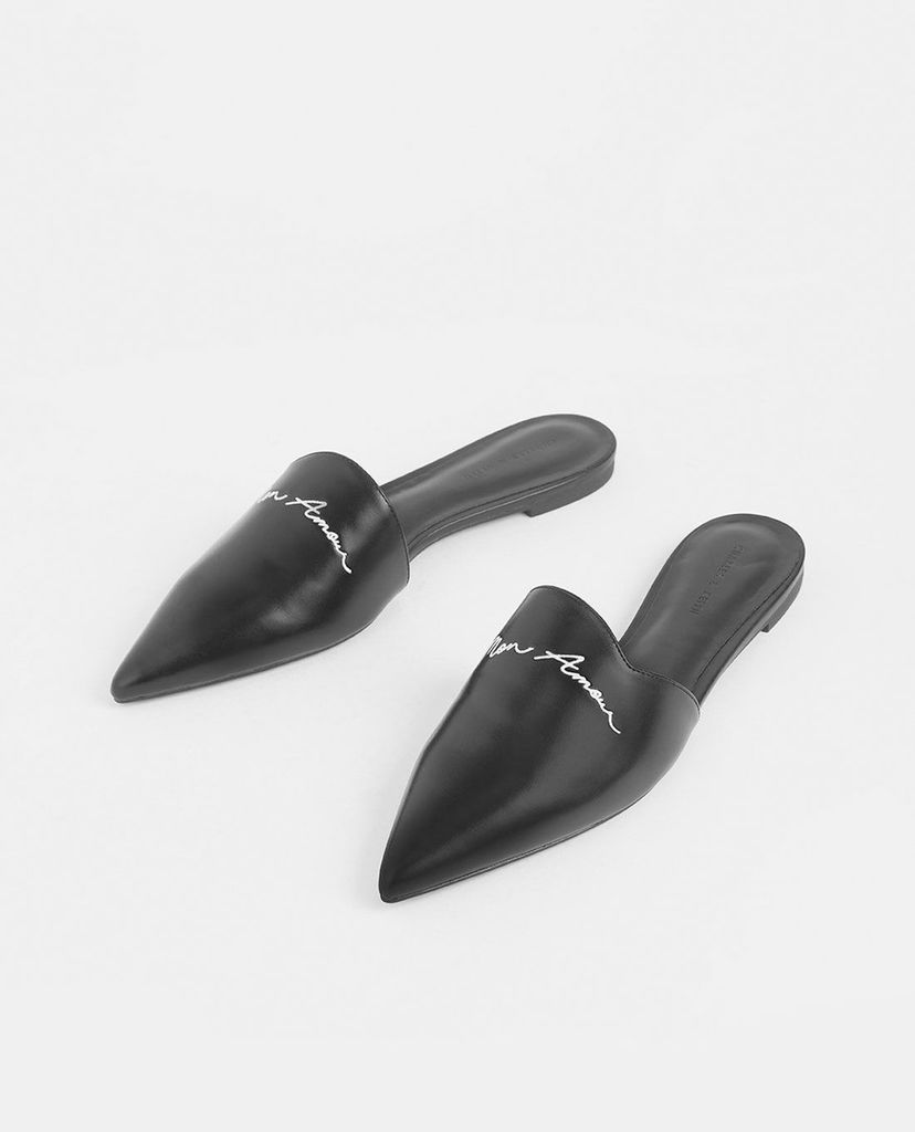 CHARLES & KEITH - Giày đế bệt mũi nhọn Embroidered Pointed