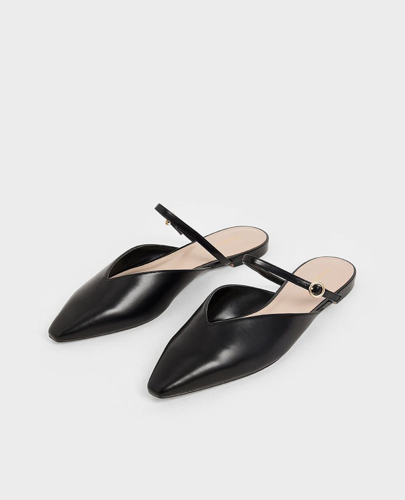 CHARLES & KEITH - Giày đế bệt mũi nhọn V Cut Mary Jane