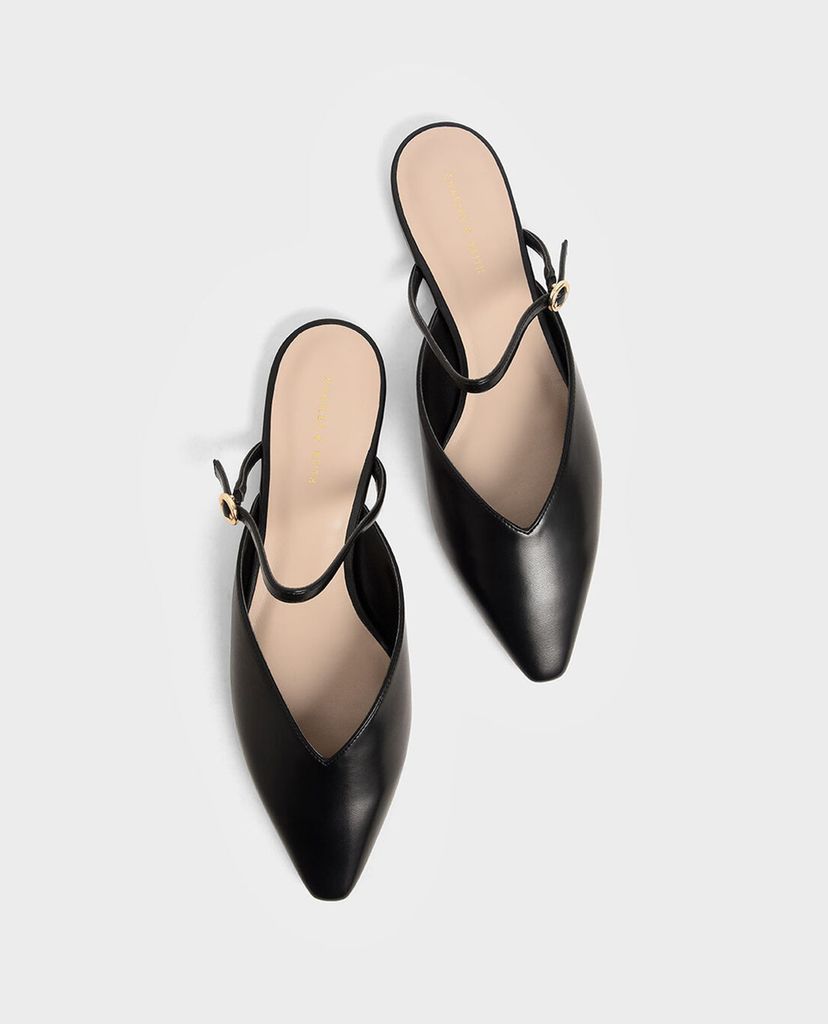 CHARLES & KEITH - Giày đế bệt mũi nhọn V Cut Mary Jane