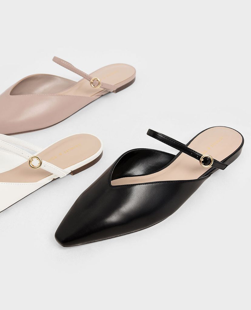 CHARLES & KEITH - Giày đế bệt mũi nhọn V Cut Mary Jane