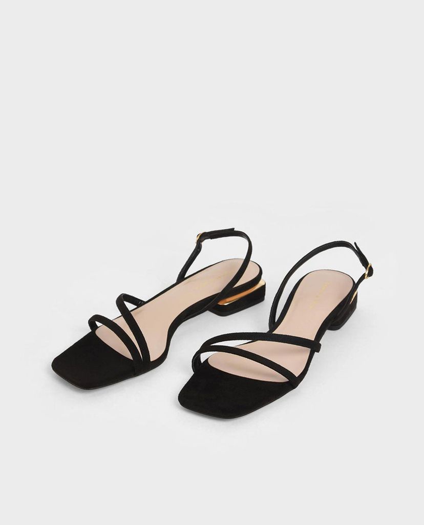CHARLES & KEITH - Giày sandals cao gót hở mũi phối quai thời trang