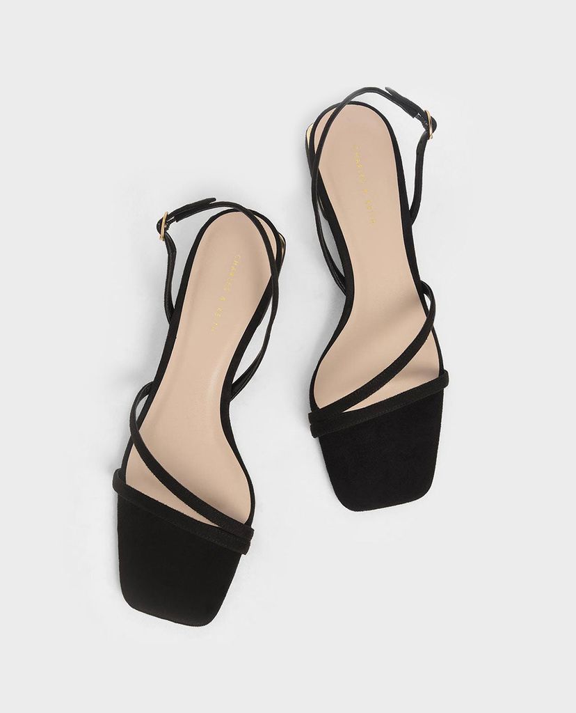 CHARLES & KEITH - Giày sandals cao gót hở mũi phối quai thời trang