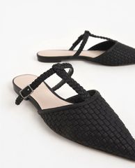 CHARLES & KEITH - Giày đế bệt nữ mũi nhọn Woven T Bar