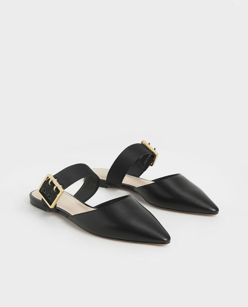 CHARLES & KEITH - Giày đế bệt nữ mũi nhọn Satin Buckle Strap