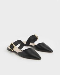 CHARLES & KEITH - Giày đế bệt nữ mũi nhọn Satin Buckle Strap