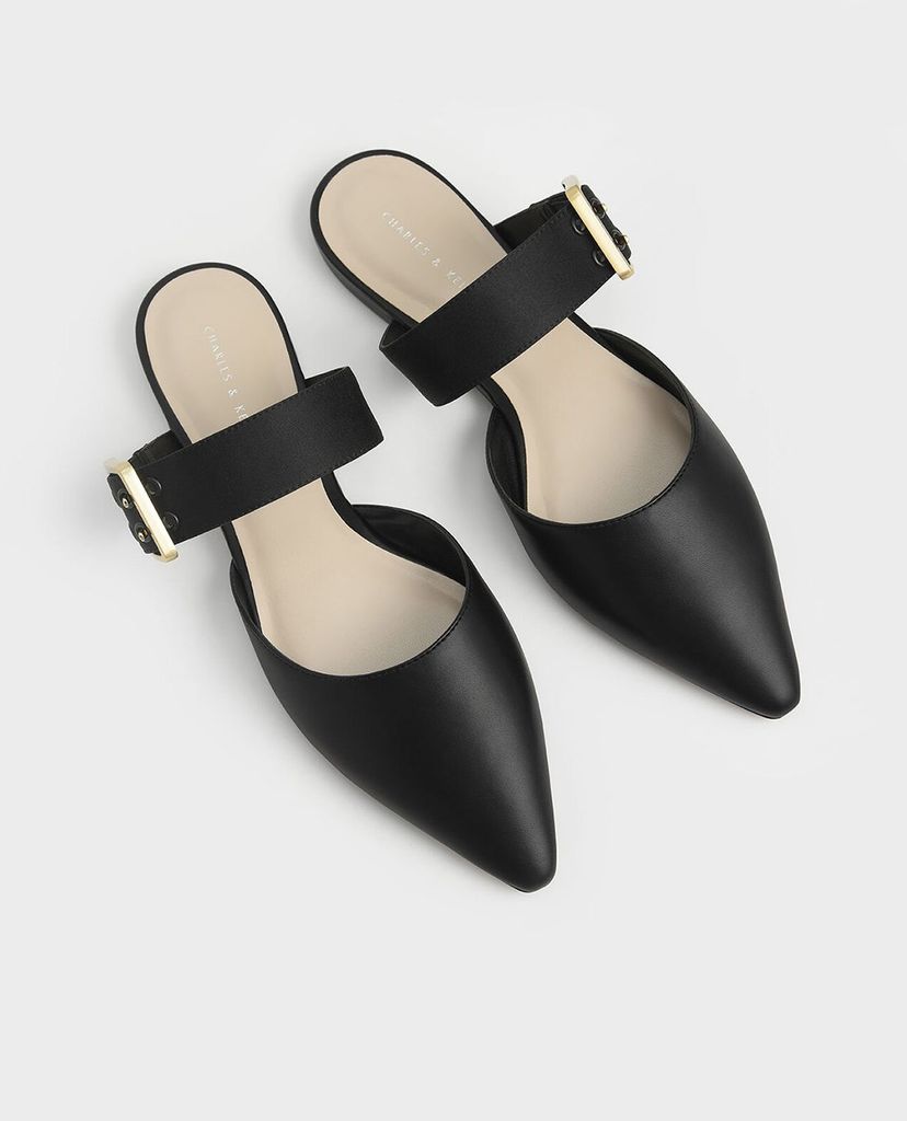 CHARLES & KEITH - Giày đế bệt nữ mũi nhọn Satin Buckle Strap