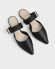 CHARLES & KEITH - Giày đế bệt nữ mũi nhọn Satin Buckle Strap