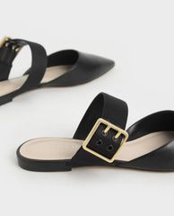 CHARLES & KEITH - Giày đế bệt nữ mũi nhọn Satin Buckle Strap