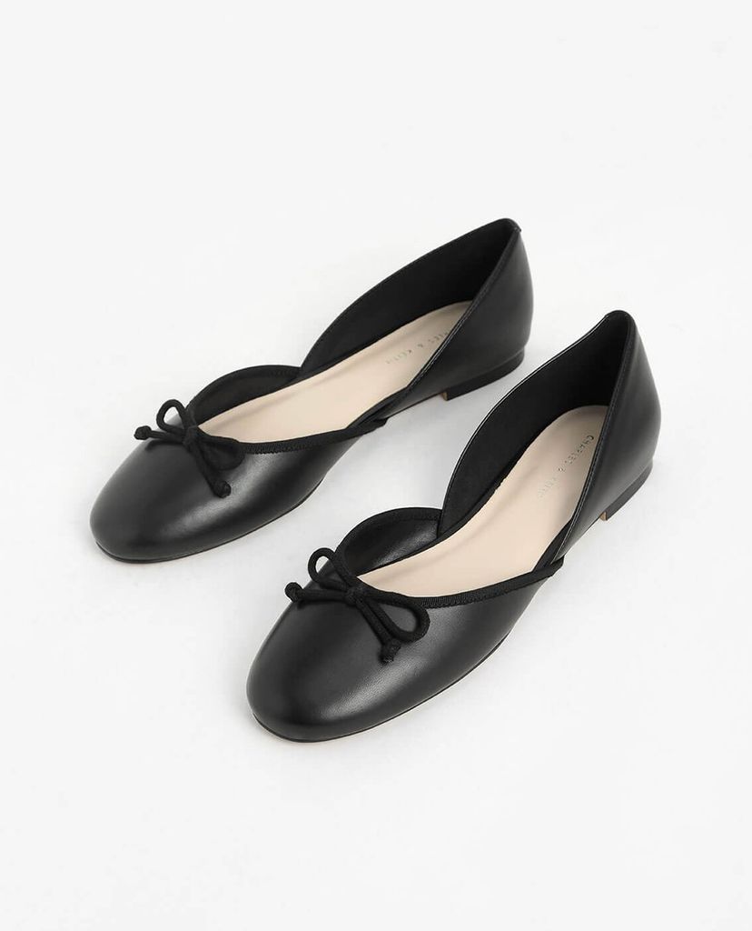 CHARLES & KEITH - Giày búp bê nữ mũi tròn Bow Dorsay