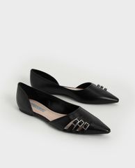 CHARLES & KEITH - Giày búp bê nữ mũi nhọn Half D'Orsay Cut Out