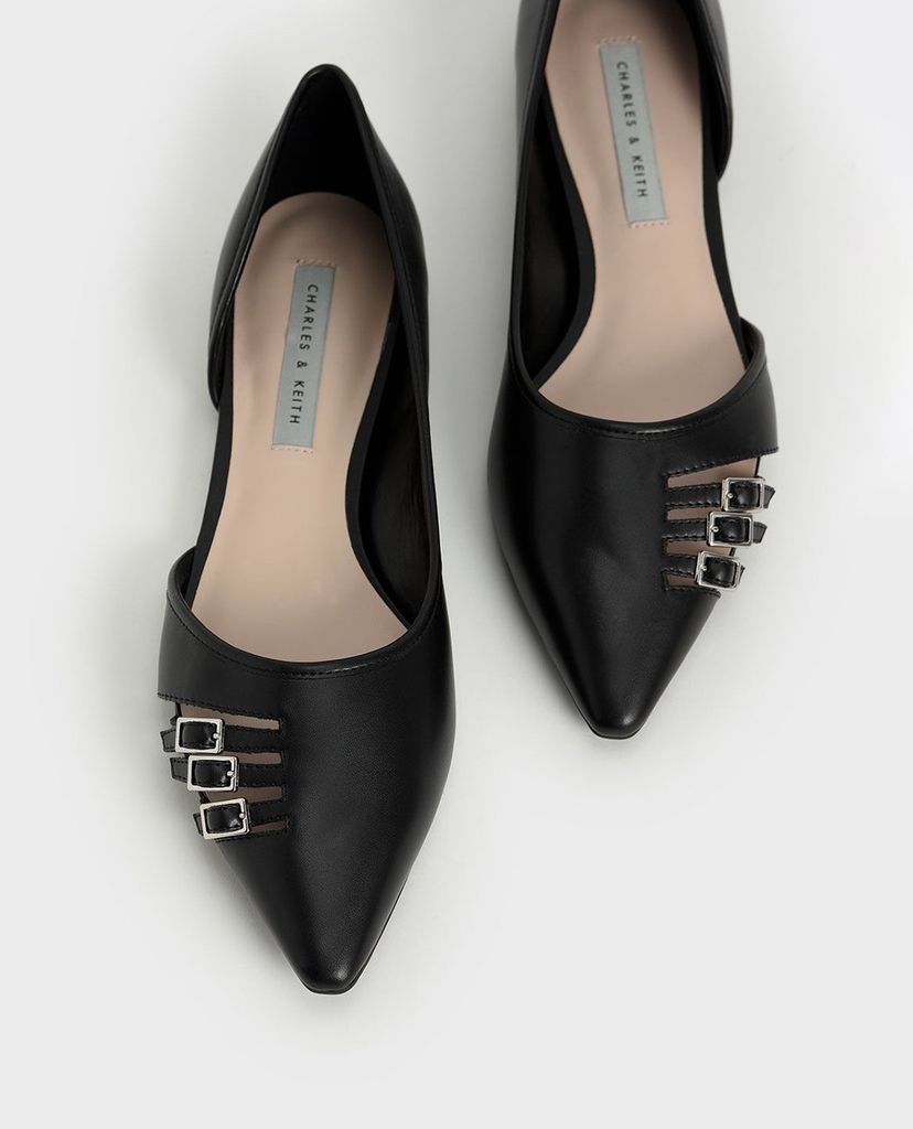 CHARLES & KEITH - Giày búp bê nữ mũi nhọn Half D'Orsay Cut Out
