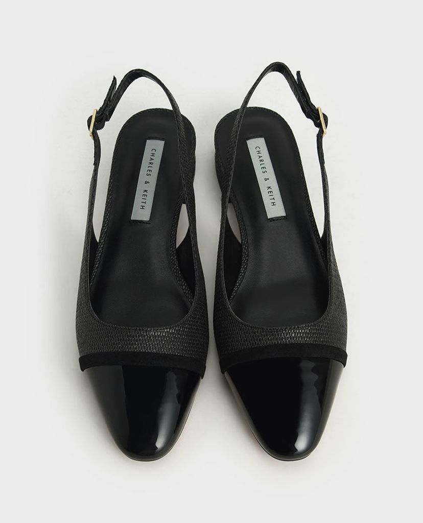 CHARLES & KEITH - Giày đế bệt nữ mũi tròn Slingback Ballerinas