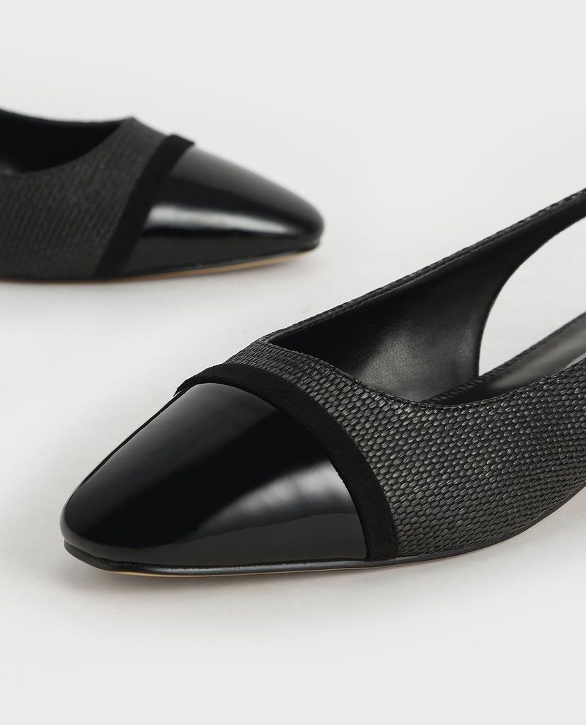 CHARLES & KEITH - Giày đế bệt nữ mũi tròn Slingback Ballerinas