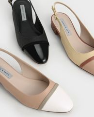 CHARLES & KEITH - Giày đế bệt nữ mũi tròn Slingback Ballerinas