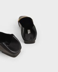 CHARLES & KEITH - Giày lười nữ mũi vuông Metallic Accent