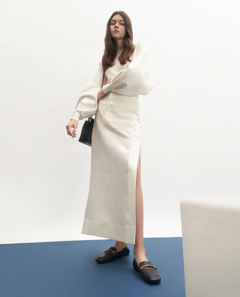 CHARLES & KEITH - Giày lười nữ mũi vuông Metallic Accent
