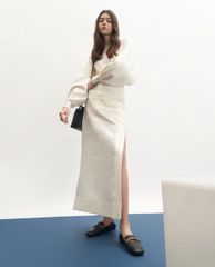 CHARLES & KEITH - Giày lười nữ mũi vuông Metallic Accent
