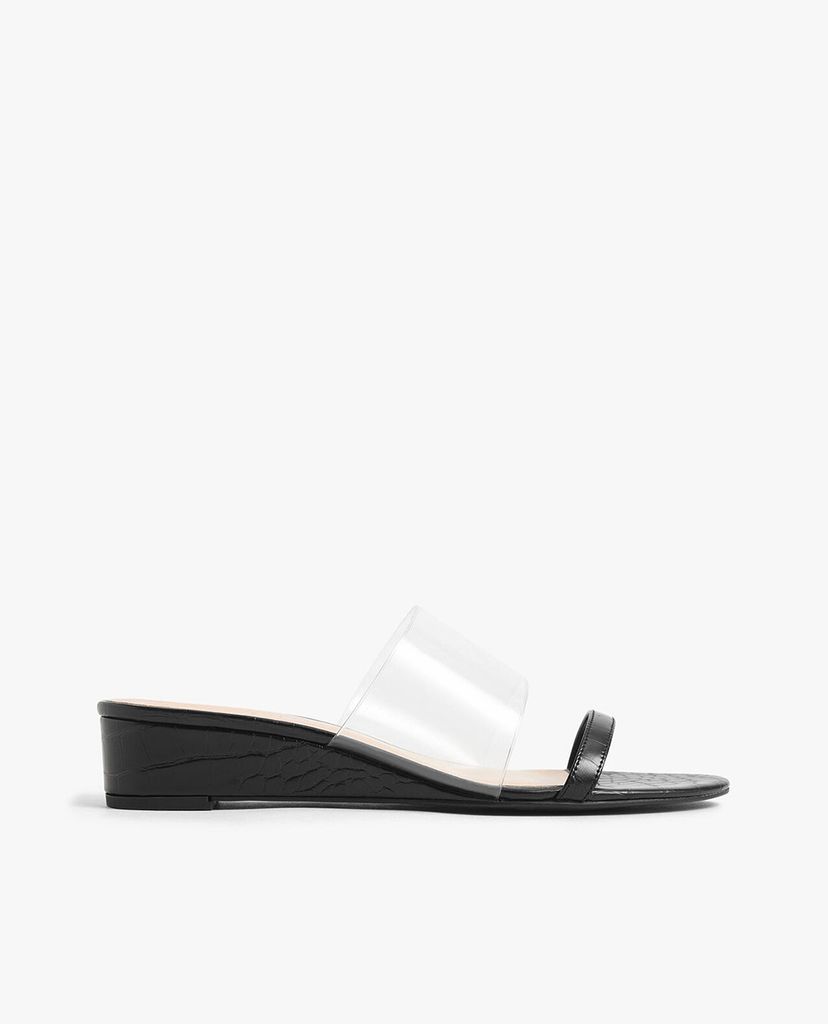 CHARLES & KEITH - Giày đế xuồng hở mũi Croc Effect Low