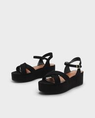 CHARLES & KEITH - Giày đế xuồng hở mũi Crossband Flatforms