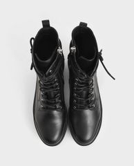 CHARLES & KEITH - Giày boots nữ thắt dây Combat Boots
