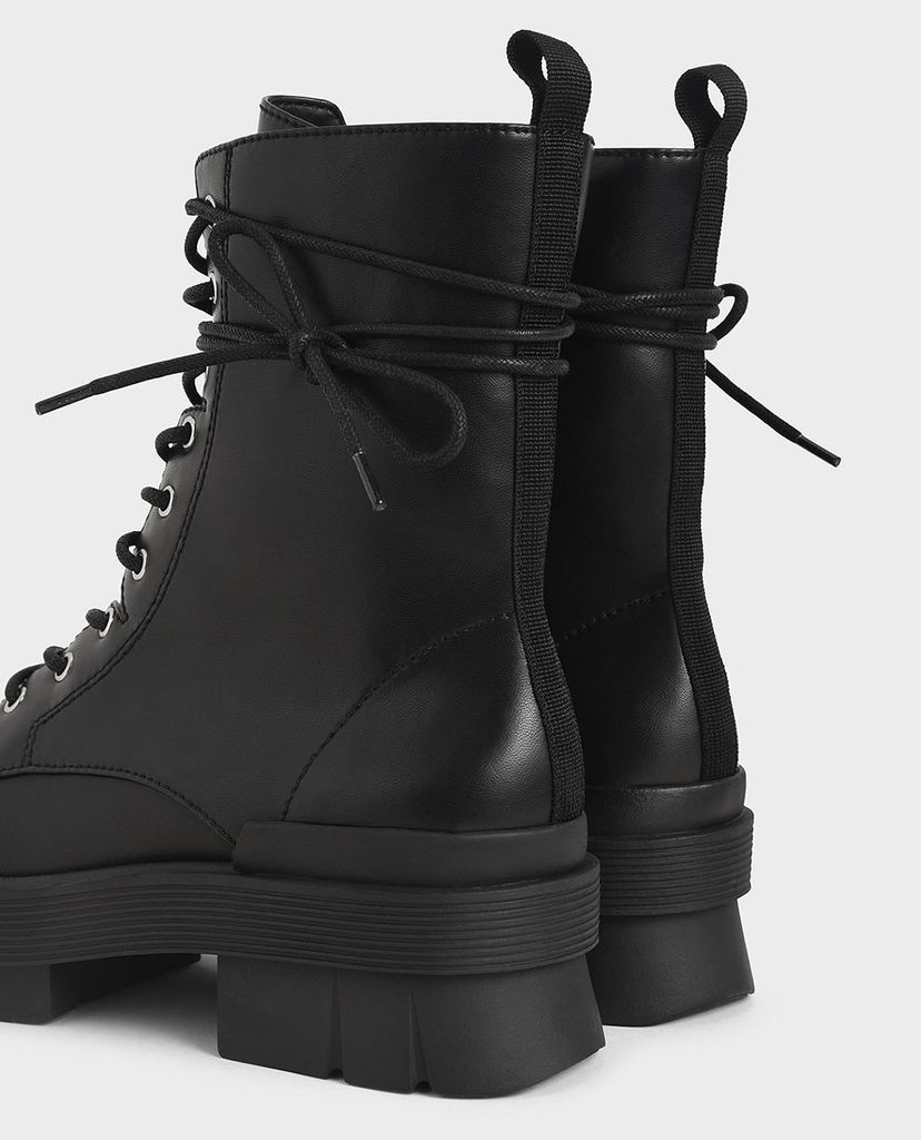 CHARLES & KEITH - Giày boots nữ thắt dây Combat Boots