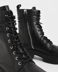 CHARLES & KEITH - Giày boots nữ thắt dây Combat Boots