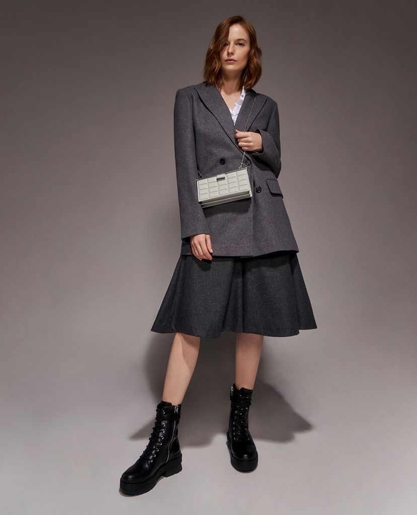 CHARLES & KEITH - Giày boots nữ thắt dây Combat Boots
