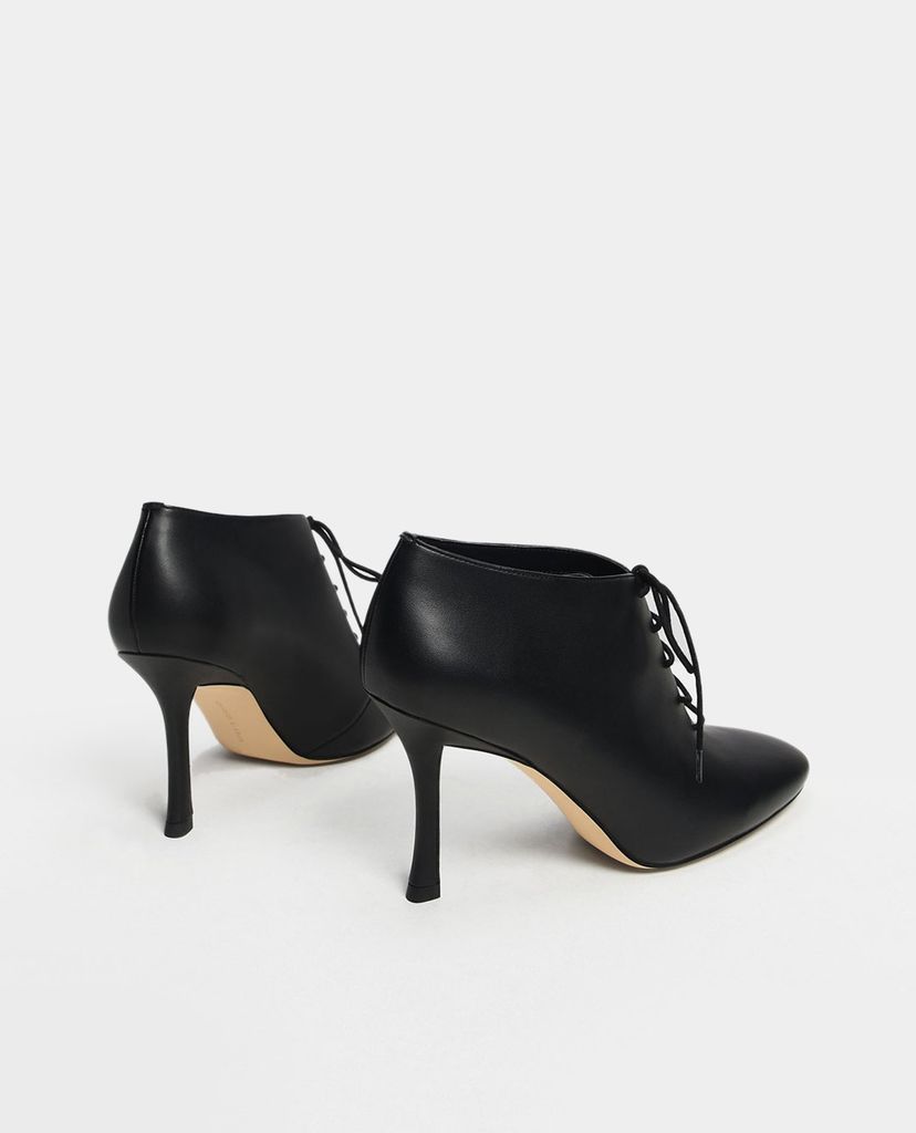 CHARLES & KEITH - Giày boots nữ cổ thấp thắt dây hiện đại