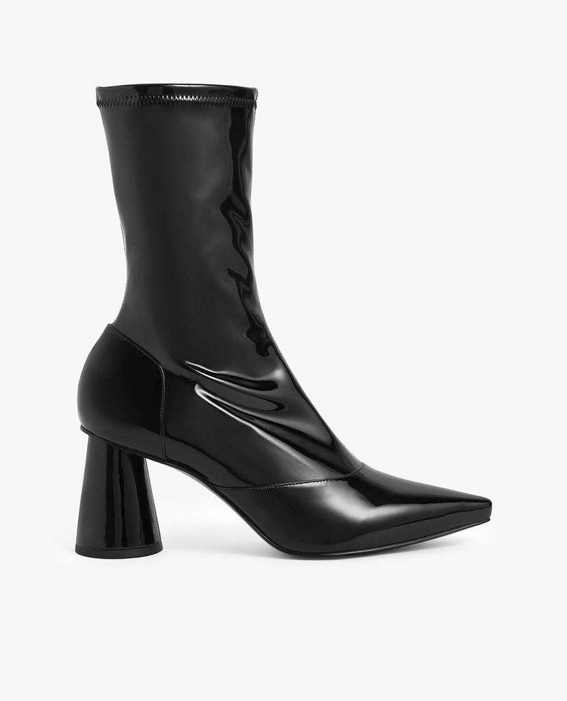 CHARLES & KEITH - Giày boots nữ mũi nhọn Patent Cylindrical
