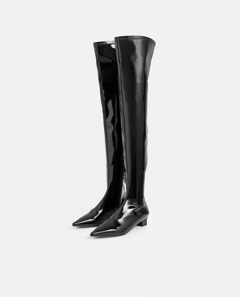 CHARLES & KEITH - Giày boots nữ mũi nhọn Thigh High Patent