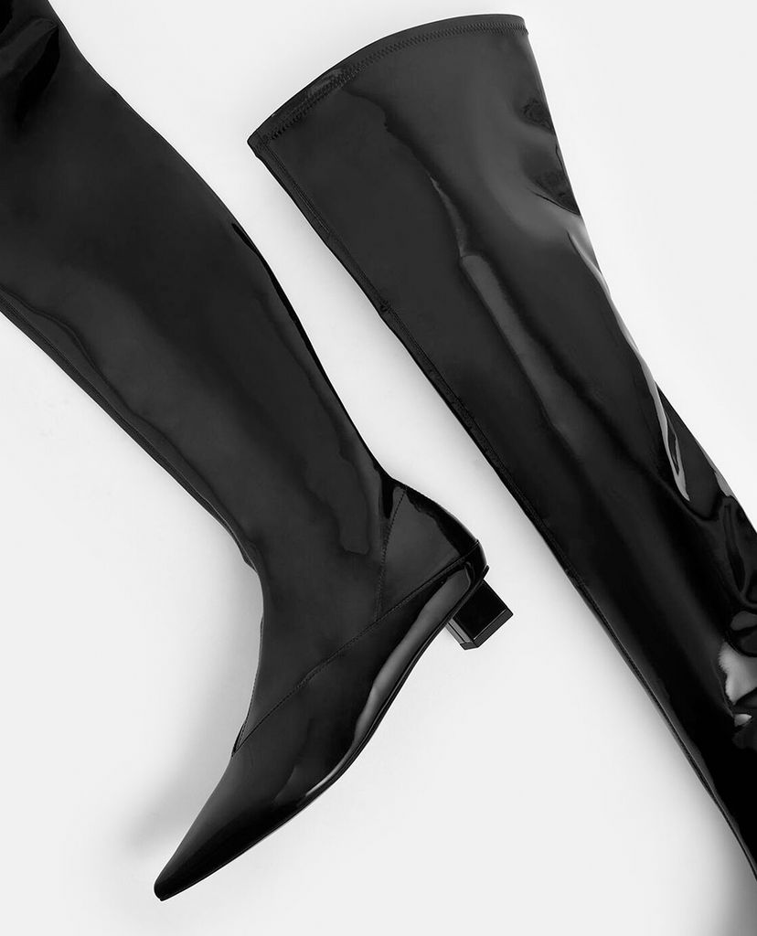 CHARLES & KEITH - Giày boots nữ mũi nhọn Thigh High Patent