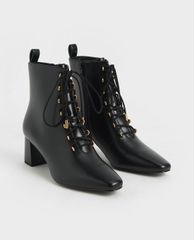 CHARLES & KEITH - Giày boots nữ Metallic Lace Up Ankle