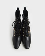 CHARLES & KEITH - Giày boots nữ Metallic Lace Up Ankle