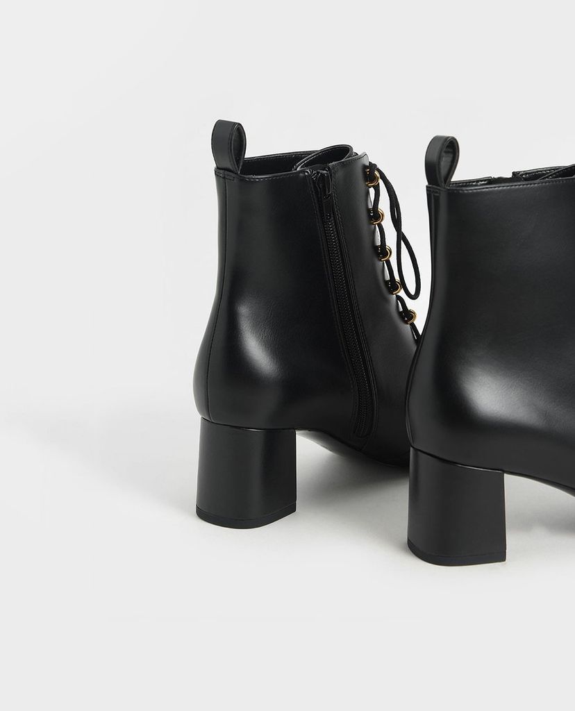 CHARLES & KEITH - Giày boots nữ Metallic Lace Up Ankle