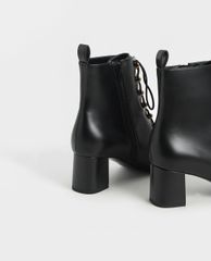 CHARLES & KEITH - Giày boots nữ Metallic Lace Up Ankle