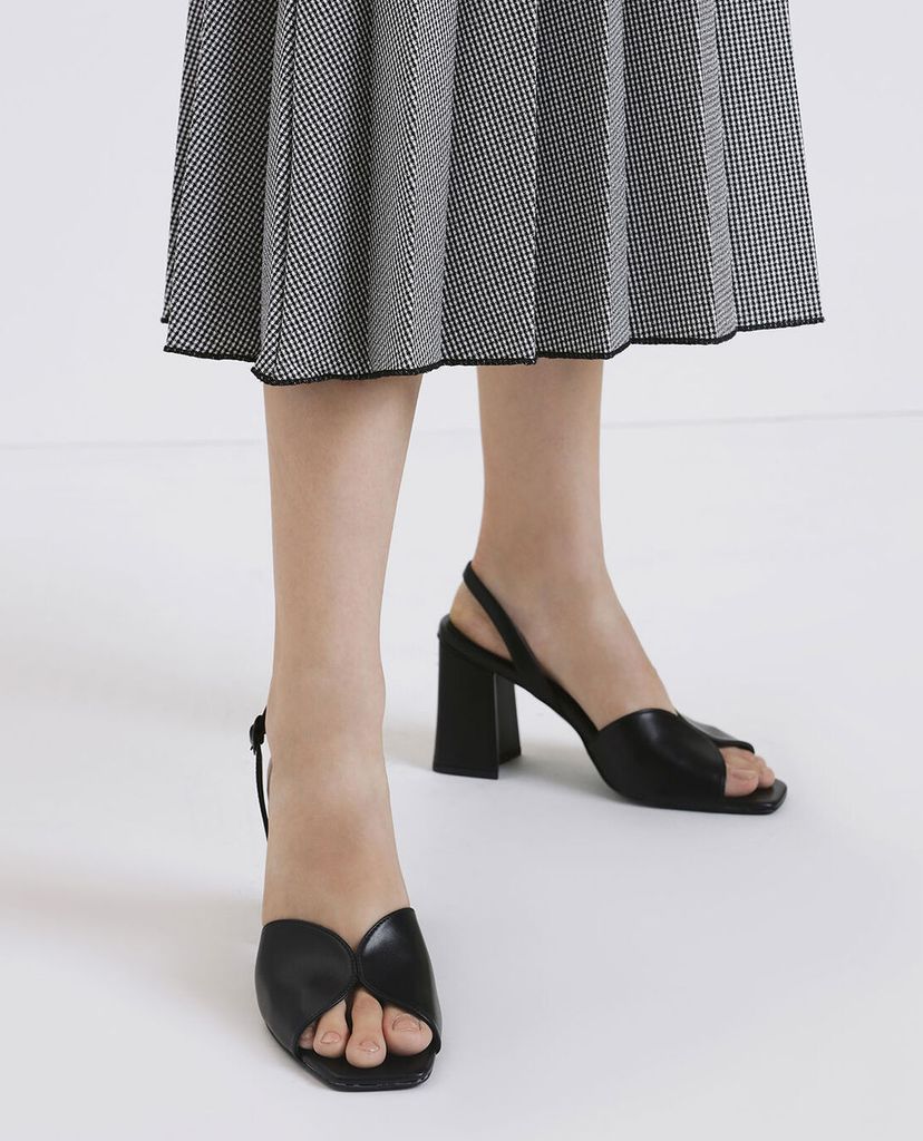 CHARLES & KEITH - Giày sandal Open Toe Slingback Block Heel