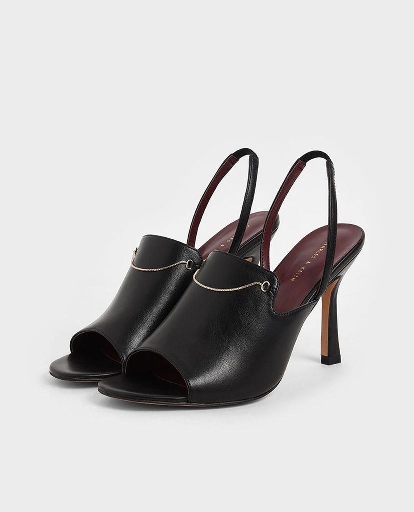 CHARLES & KEITH - Giày cao gót hở mũi Chain Link
