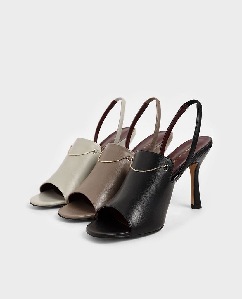 CHARLES & KEITH - Giày cao gót hở mũi Chain Link