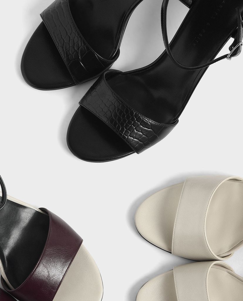 CHARLES & KEITH - Giày cao gót Two Tone Sculptural Heel Open Toe