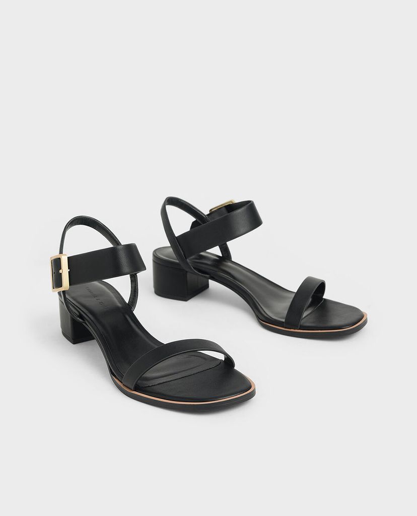 CHARLES & KEITH - Giày sandal cao gót quai ngang Frame Buckle Block