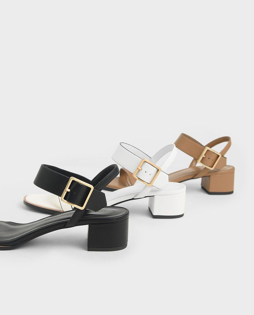 CHARLES & KEITH - Giày sandal cao gót quai ngang Frame Buckle Block