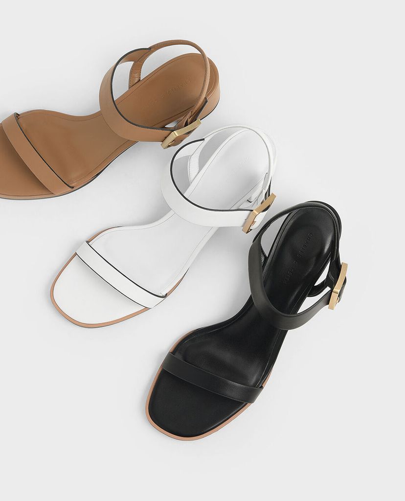 CHARLES & KEITH - Giày sandal cao gót quai ngang Frame Buckle Block