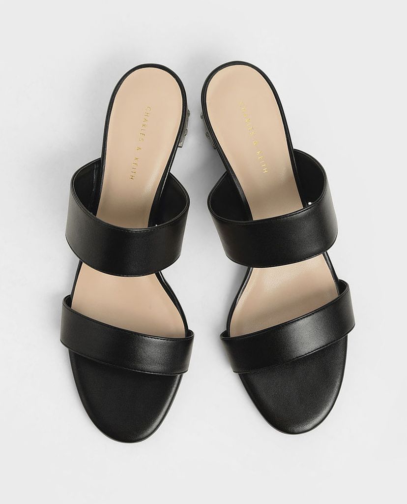 CHARLES & KEITH - Giày sandal nữ cao gót Embellished Block