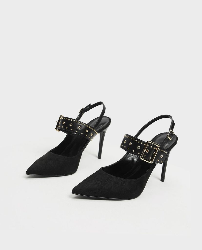 CHARLES & KEITH - Giày cao gót mũi nhọn đính hạt Studded