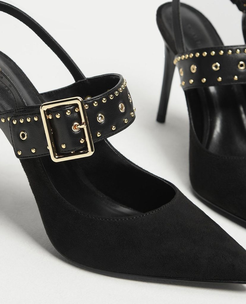 CHARLES & KEITH - Giày cao gót mũi nhọn đính hạt Studded