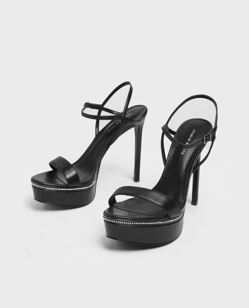 CHARLES & KEITH - Giày cao gót quai ngang Gem Encrusted