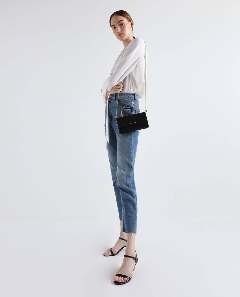 CHARLES & KEITH - Giày sandal Gold Accent Cone