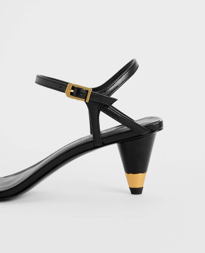 CHARLES & KEITH - Giày sandal Gold Accent Cone